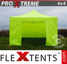 Tonnelle barnum FleXtents Xtreme 4x4m Néon jaune/vert, avec 4 cotés