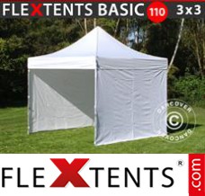 Tonnelle barnum FleXtents Basic 110, 3x3m Blanc, avec 4 cotés