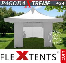 Tonnelle barnum FleXtents Pagoda Xtreme 4x4m / (5x5m) Blanc, avec 4 cotés