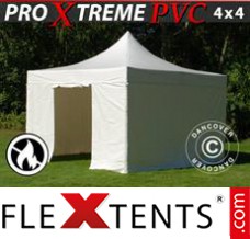 Tonnelle barnum FleXtents Xtreme Heavy Duty 4x4m, Blanc avec 4 cotés