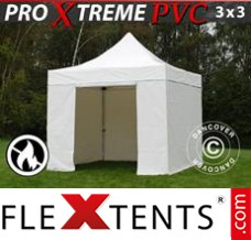 Tonnelle barnum FleXtents Xtreme Heavy Duty 3x3m, Blanc avec 4 cotés