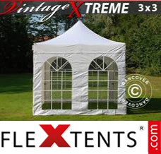 Tonnelle barnum FleXtents Xtreme Vintage Style 3x3m Blanc, avec 4 cotés