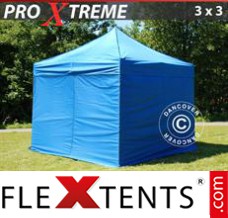 Tonnelle barnum FleXtents Xtreme 3x3m Bleu, avec 4 cotés