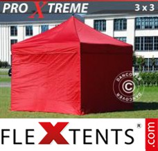 Tonnelle barnum FleXtents Xtreme 3x3m Rouge, avec 4 cotés