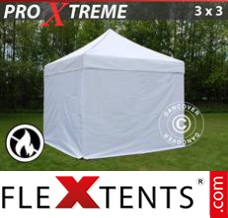 Tonnelle barnum FleXtents Xtreme 3x3m Blanc, Ignifugé, avec 4 cotés