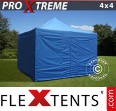 Tonnelle barnum FleXtents Xtreme 4x4m Bleu, avec 4 cotés