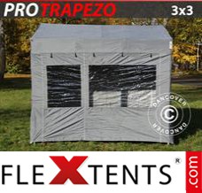 Tonnelle barnum FleXtents PRO Trapezo 3x3m Gris, avec 4 cotés