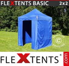 Tonnelle barnum FleXtents Basic, 2x2m Bleu, avec 4 cotés