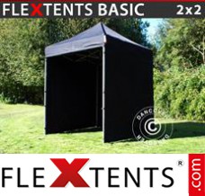 Tonnelle barnum FleXtents Basic, 2x2m Noir, avec 4 cotés