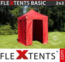 Tonnelle barnum FleXtents Basic, 2x2m Rouge, avec 4 cotés