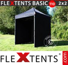 Tonnelle barnum FleXtents Basic 110, 2x2m Noir, avec 4 cotés