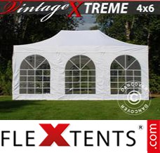 Tonnelle barnum FleXtents XtremeVintage Style 4x6m Blanc, avec 8 cotés