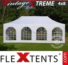 Tonnelle barnum FleXtents Xtreme Vintage Style 4x8m Blanc, avec 6 cotés
