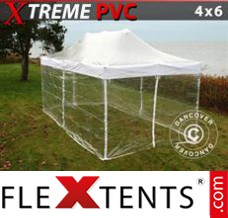 Tonnelle barnum FleXtents Xtreme 4x6m Transparent, avec 8 cotés