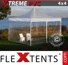 Tonnelle barnum FleXtents Xtreme 4x4m Transparent, avec 4 cotés