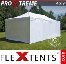 Tonnelle barnum FleXtents Xtreme 4x8m Blanc, avec 6 cotés