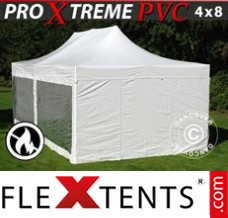 Tonnelle barnum FleXtents Xtreme Heavy Duty 4x8m Blanc, avec 6 cotés