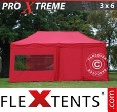 Tonnelle barnum FleXtents Xtreme 3x6m Rouge, avec 6 cotés