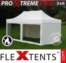 Tonnelle barnum FleXtents Xtreme Heavy Duty 3x6m Blanc, avec 6 cotés