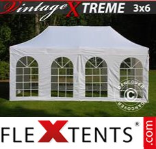 Tonnelle barnum FleXtents Xtreme Vintage Style 3x6m Blanc, avec 6 cotés